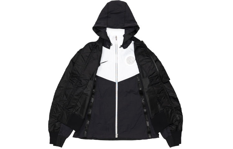 Nike x sacai Double Layer Contrasting Hooded Jacket Asia Sizing 'Black' CZ4697-010