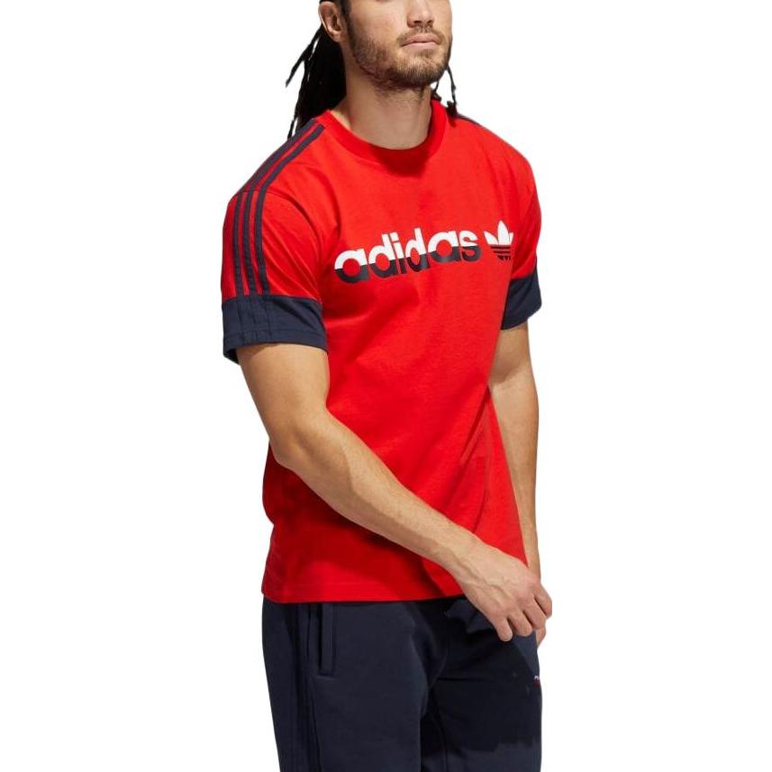 adidas Originals 3-Stripes Split Cotton T-Shirt 'Red Navy White' H31274
