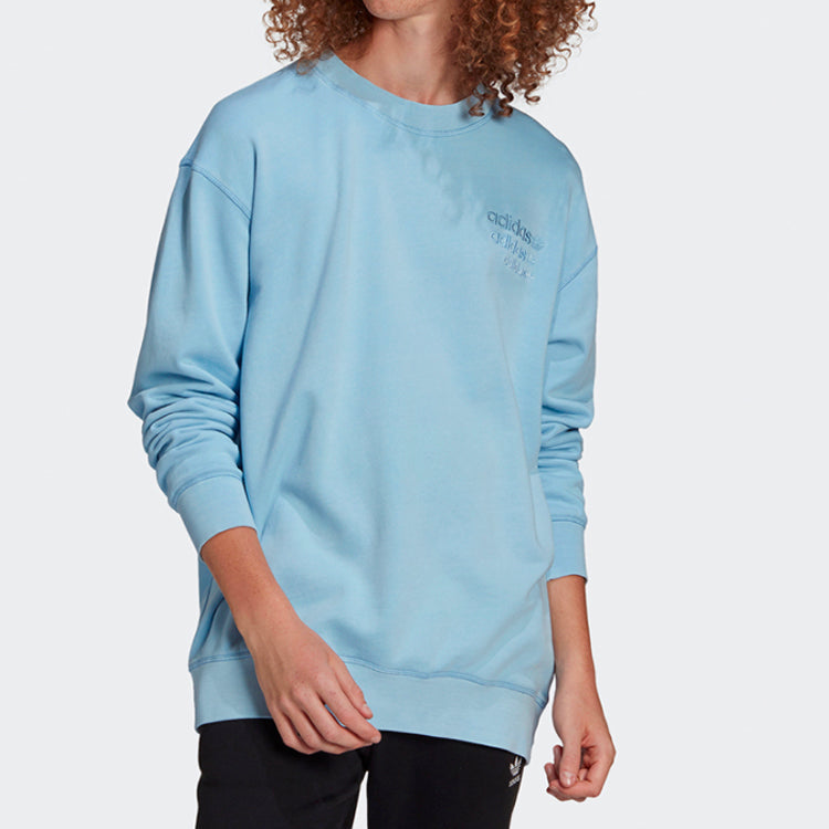 adidas originals Casual Sports Knit Round Neck Pullover Sky Blue GL6161