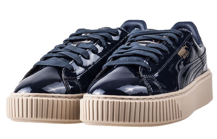 (WMNS) PUMA Basket Platform Patent Marshmallow 'Black' 363314-06