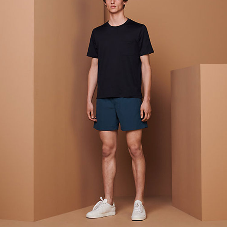 Men's HERMES FW21 Solid Color Casual Black T-Shirt H047895HA01