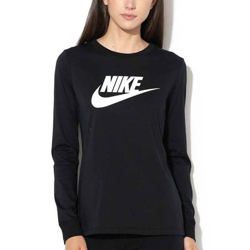 (WMNS) Nike Nsw Tee Essntl Ls Icon Ftr Casual Breathable Alphabet Sports Long Sleeves Black T-Shirt BV6171-010