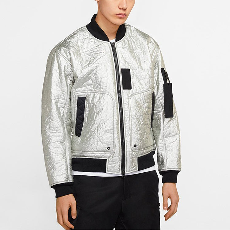 Air Jordan 23 Engineered MA-1 Zipper Sports Stay Warm Jacket Silver White CD5713-095