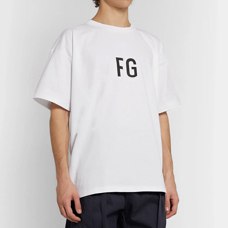 Men's Fear of God Classic FG Logo Printing Large White FOG-FW19-44