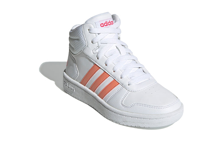 (GS) adidas Hoops 2.0 Mid J 'White Pink' EE6708