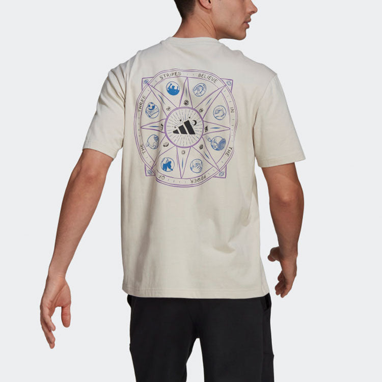 adidas Mandala Tee M Printing Sports Round Neck Short Sleeve Bauxite Brown GN8182