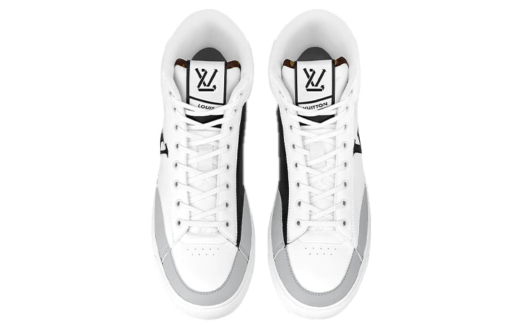 LOUIS VUITTON LV Charlie Ankle Sneakers 'White with Black Grey Side Logo and Back Monogram' 1A9JMP