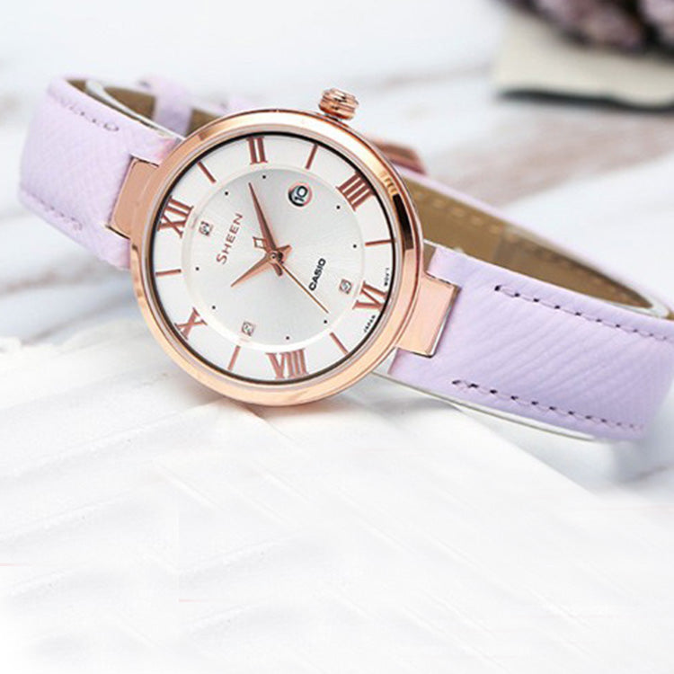 CASIO Waterproof SHEEN Sapphire Crystal Quartz Purple Analog SHE-4529PGL-7AUPR