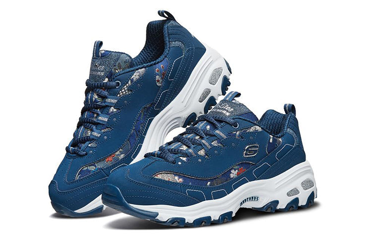 (WMNS) Skechers D'Lites Low-Top Daddy Shoes Blue 13082-NVY