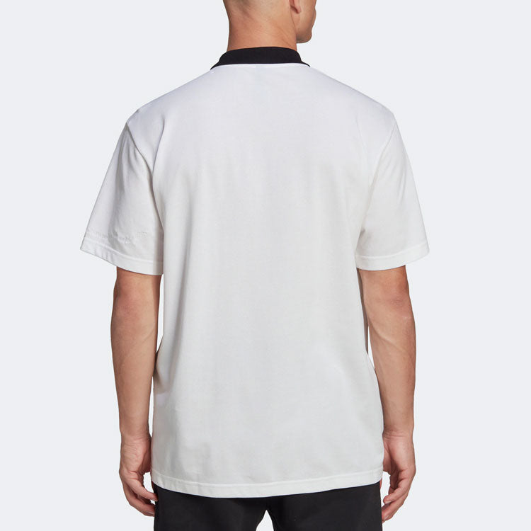 adidas Logo Printing Colorblock Short Sleeve White Polo Shirt HY5516