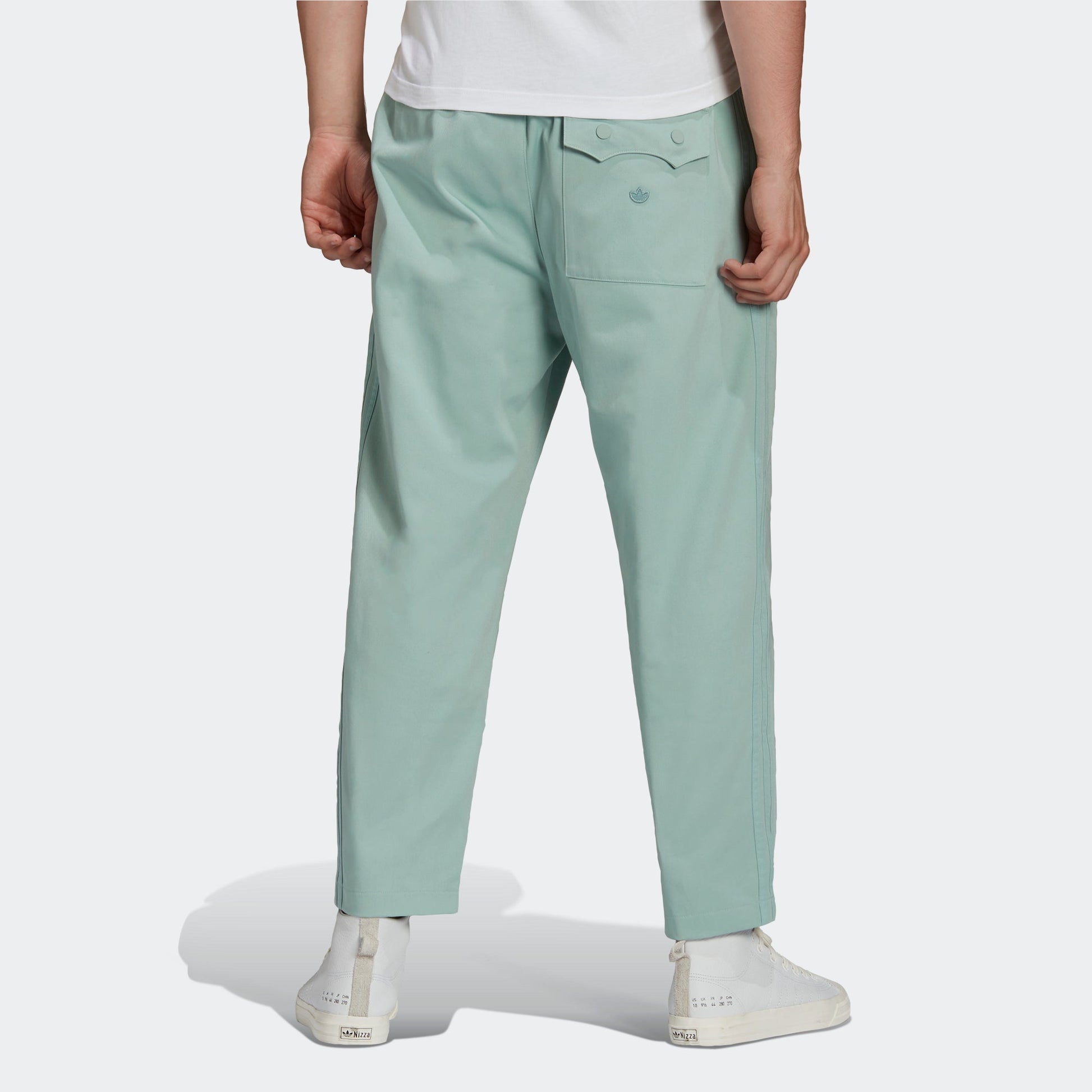 Men's adidas originals C Twill Pant Side Stripe Loose Sports Pants/Trousers/Joggers Light Blue HC8603