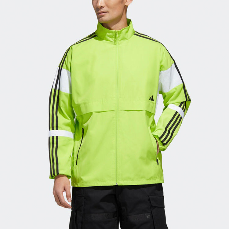 adidas Stand Collar Woven Colorblock Jacket Fluorescent Green GL0400