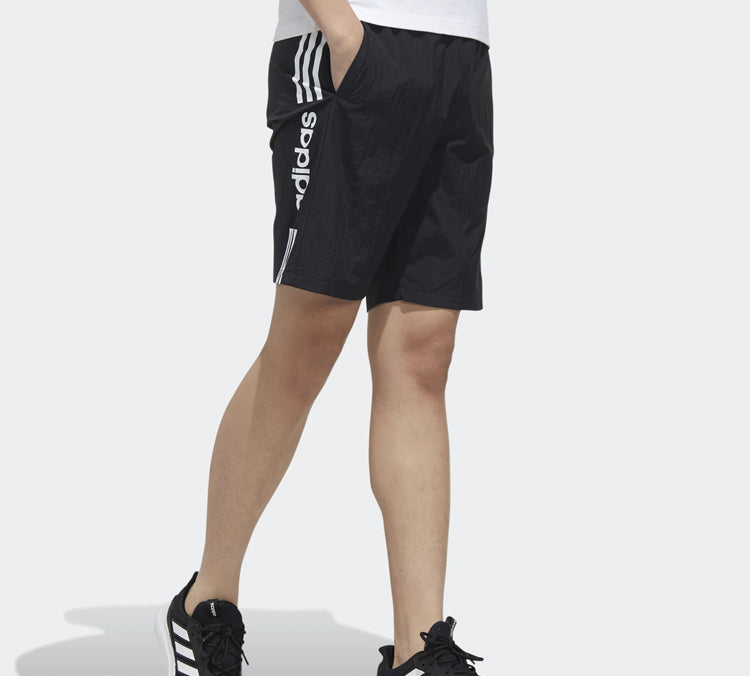 adidas neo Side Stripe Logo Woven Shorts Black FP7482