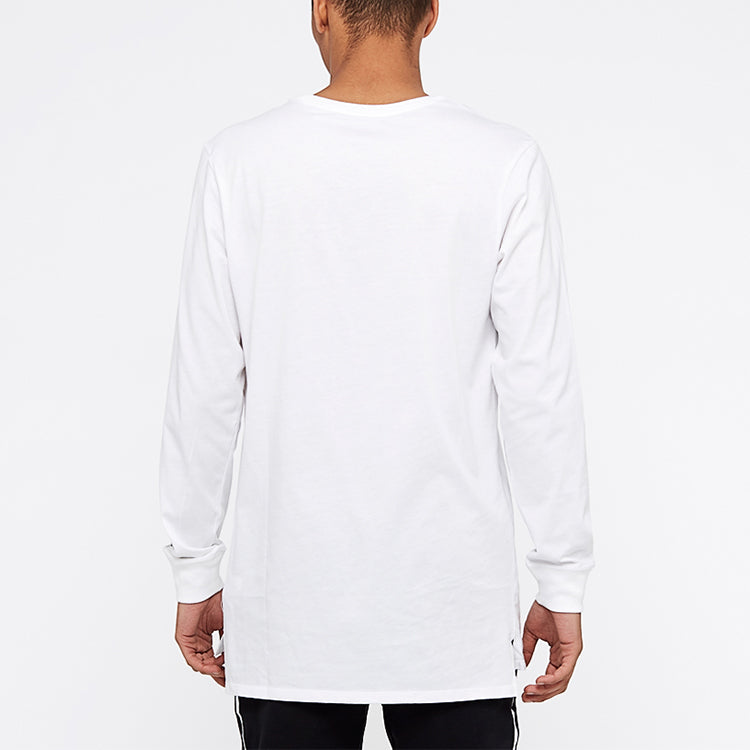 Men's Nike Large Logo Printing Sports Round Neck Long Sleeves White T-Shirt 875715-100
