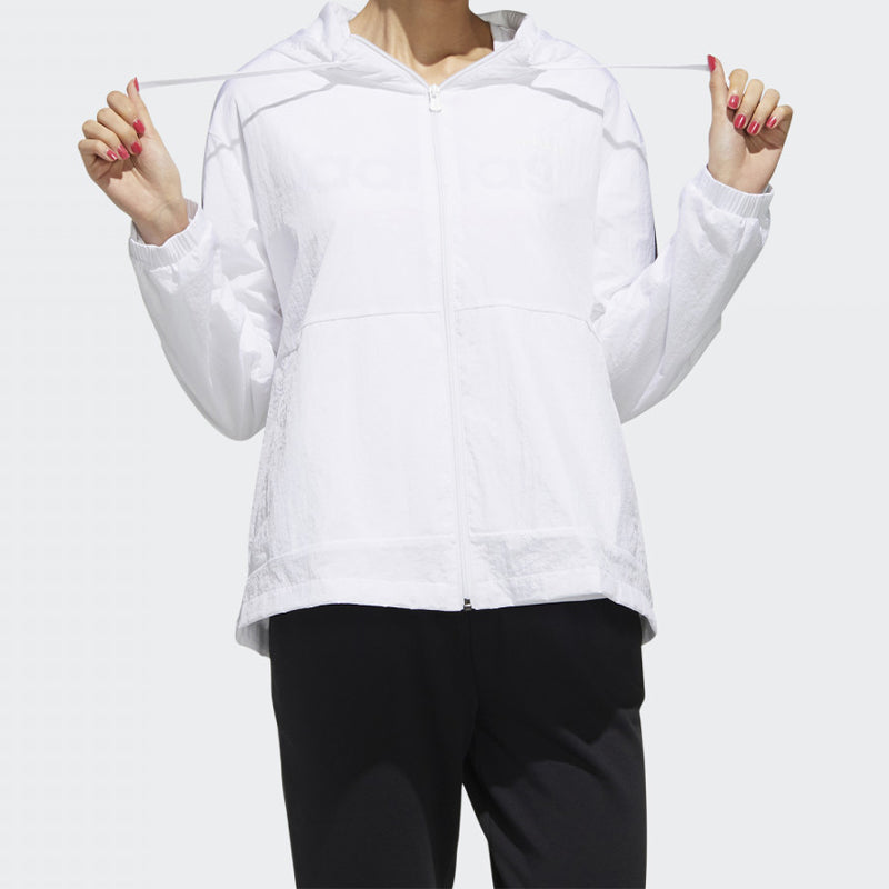 (WMNS) adidas neo Printing Hooded Jacket White FP7472