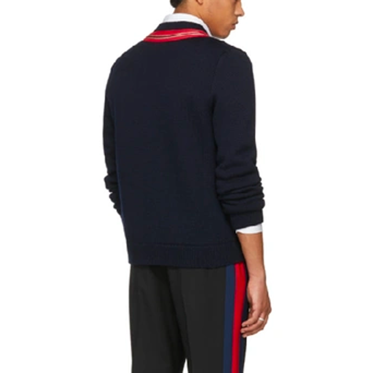 Gucci Wool Sweater With Bee Applique 'Navy' 452796-X9M42-4033