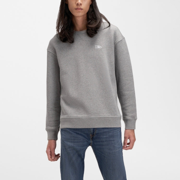 Men's Levis Logo Embroidered Round Neck Pure Cotton Pullover Gray 34589-0000
