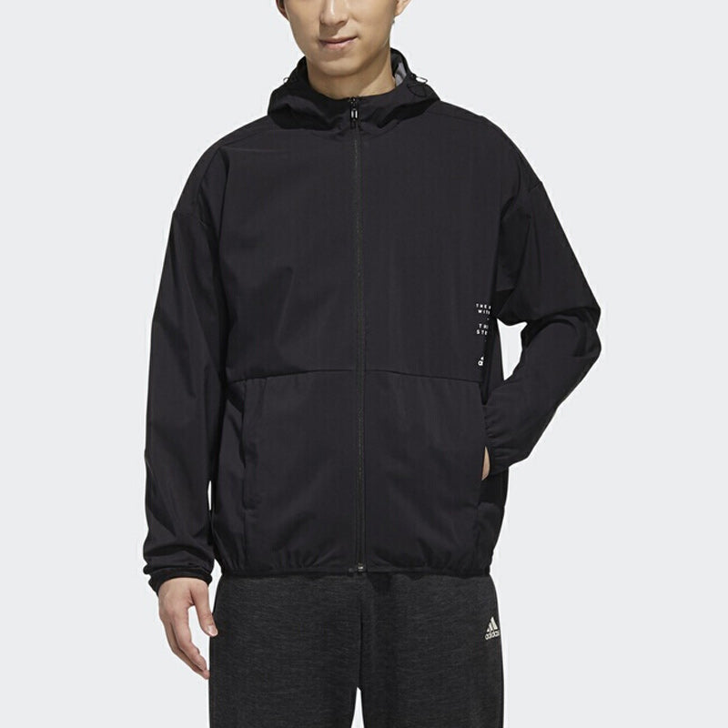 adidas M Id Trvl Wv Jk Windproof Sports Hooded Jacket Black ED1942
