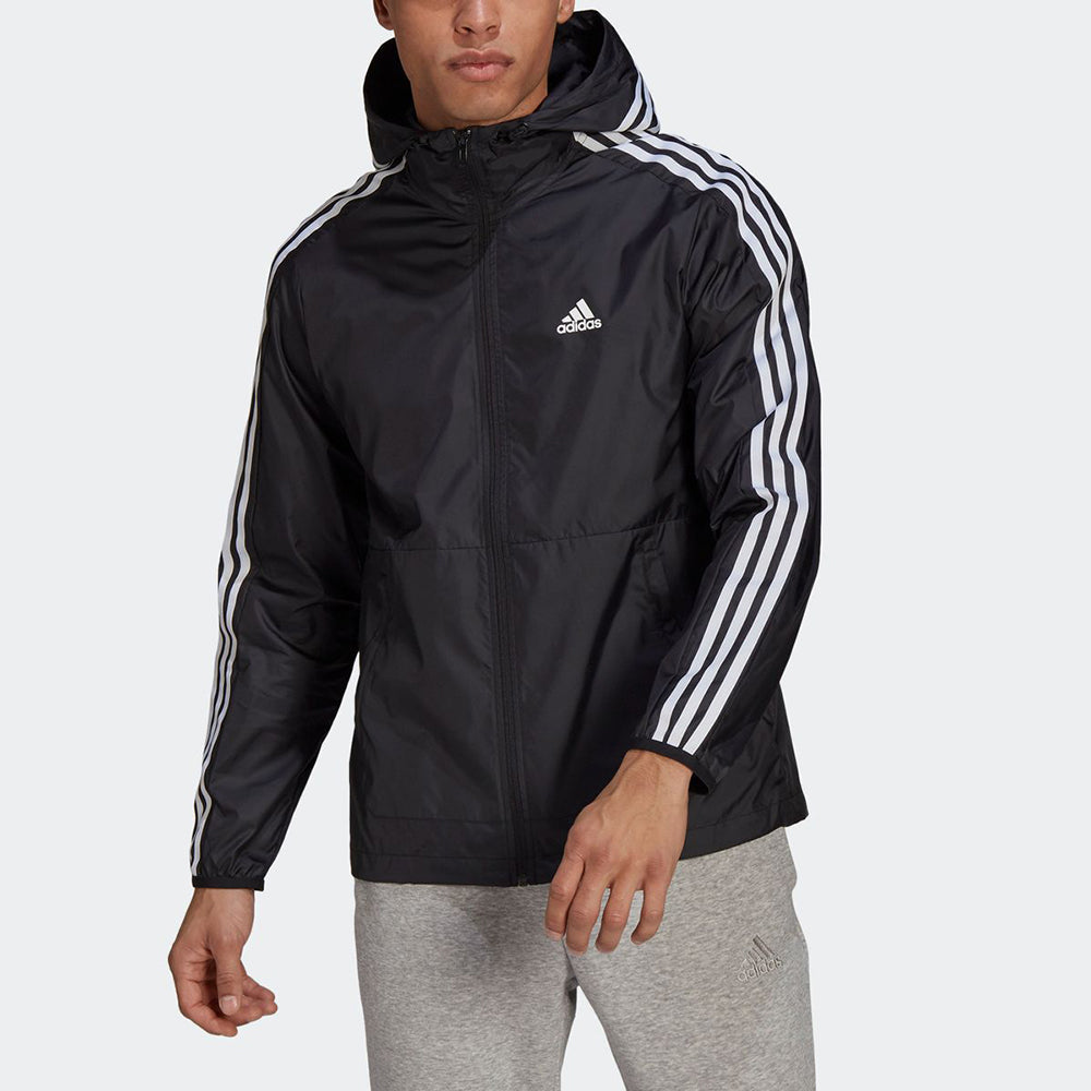 adidas MENS Classic 3-stripes Windbreaker Jacket Black GQ0600