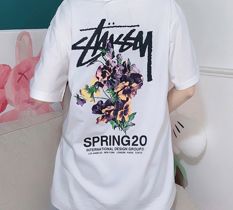 Stussy Bouquet Tee Printing Short Sleeve Unisex White 1904565-WHT