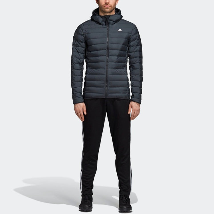 adidas Varilite Soft Down Hooded Jacket 'Carbon' CY8738