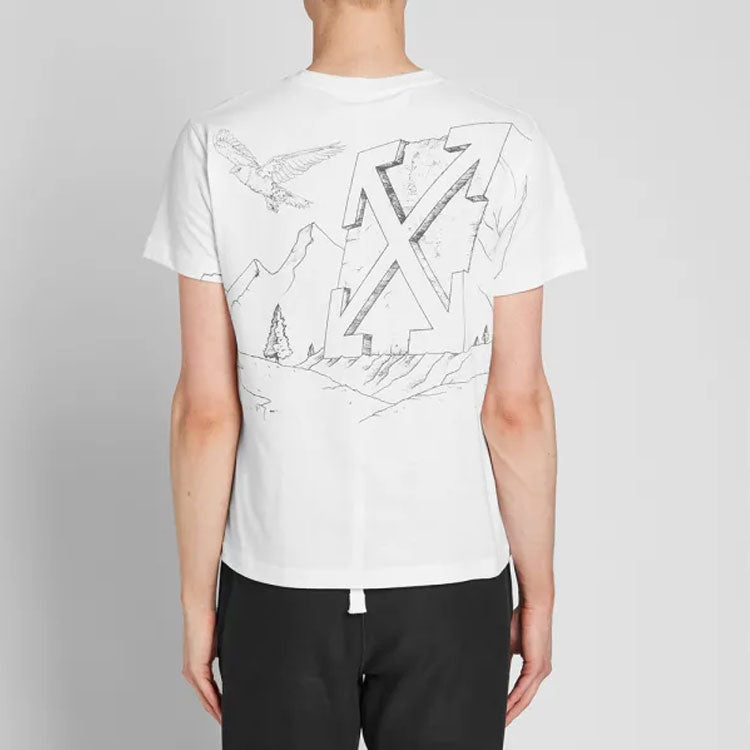 Off-White Diagonal Eagle Printing Short Sleeve White OMAA036S191850100108