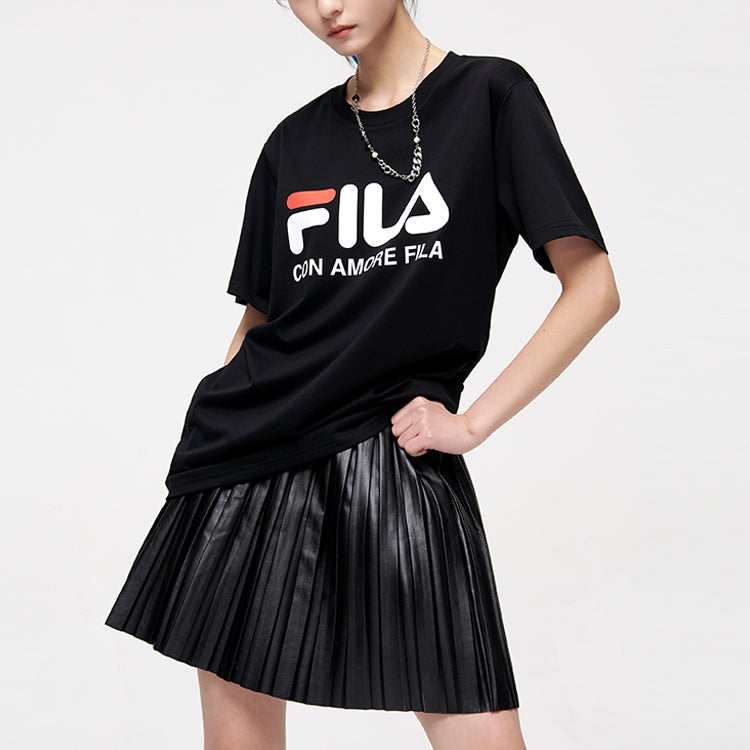 Men's FILA FUSION Logo Printing Casual Round Neck Short Sleeve Carbon Black T-Shirt T51M829150D-BK