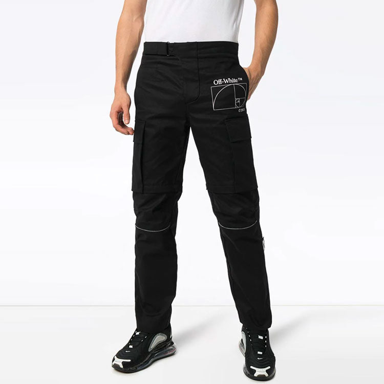 Off-White Alphabet Pattern Detachable Casual Long Pants Ordinary Version Black OMCF014R20G480121001