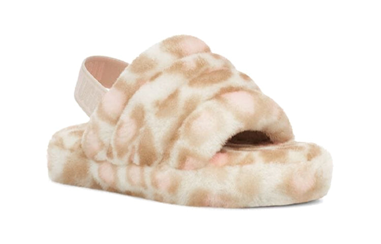 (PS) UGG Fluff Yeah Slide Panther Print Slipper 'White' 1123640K-WHT