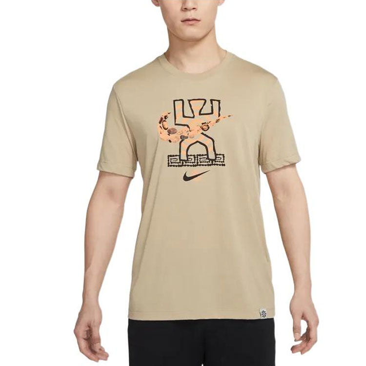 Men's Nike Dri-FIT Logo Cartoon Printing Round Neck Short Sleeve Lime Grey T-Shirt DR7574-250