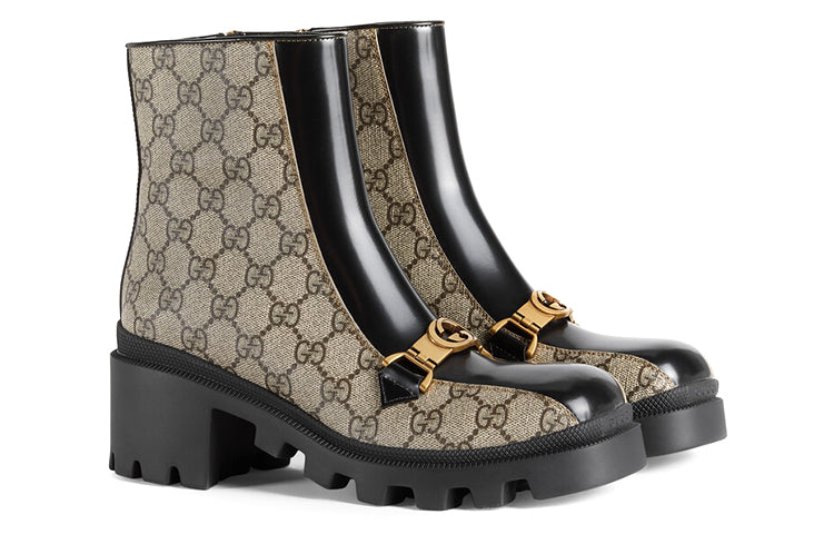 (WMNS) Gucci Horesbit Interlocking G ankle boots 'Black Ebony' 670412-2OQ50-9763