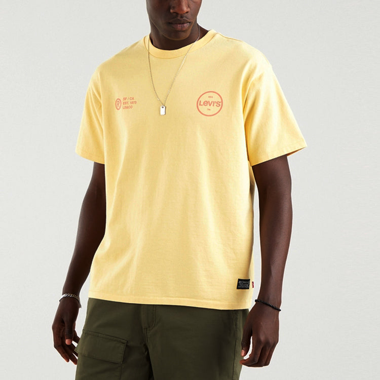 Men's Levis Round Neck Alphabet Printing Short Sleeve Yellow 87373-0004