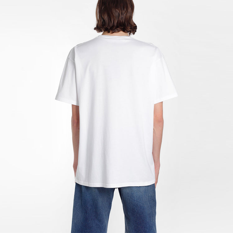 Men's Balenciaga Logo Printing Round Neck Short Sleeve White 556150TYK239000