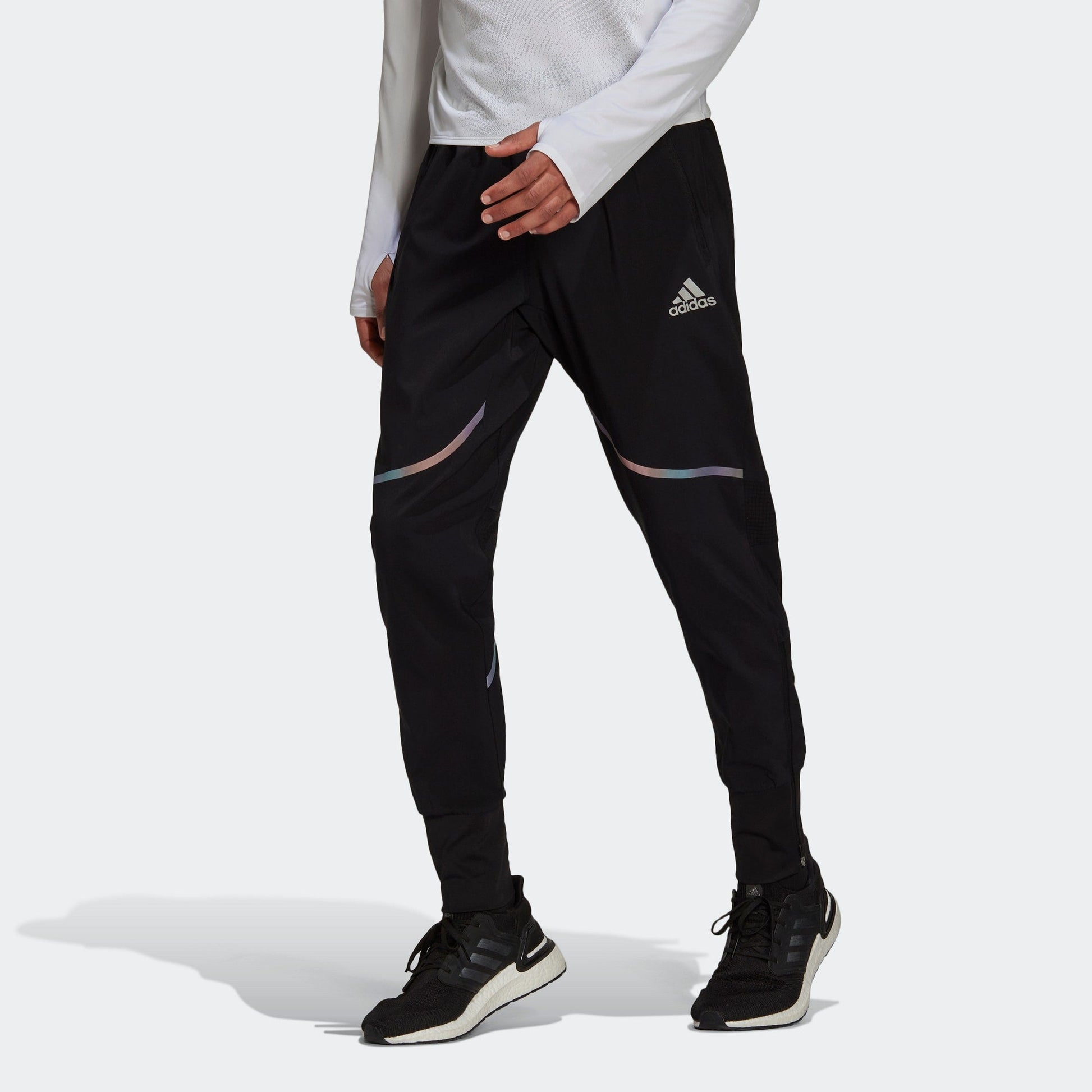 Men's adidas Solid Color Logo Printing Sports Pants/Trousers/Joggers Black HF8766