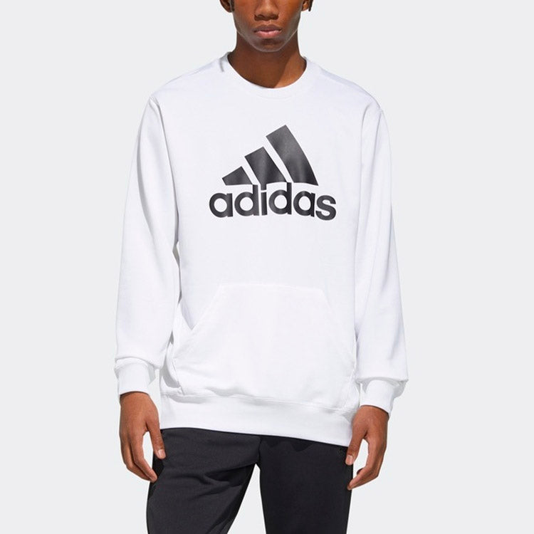adidas M MH SW Crew 20 Logo Printing Casual Sports Round Neck White FM5344