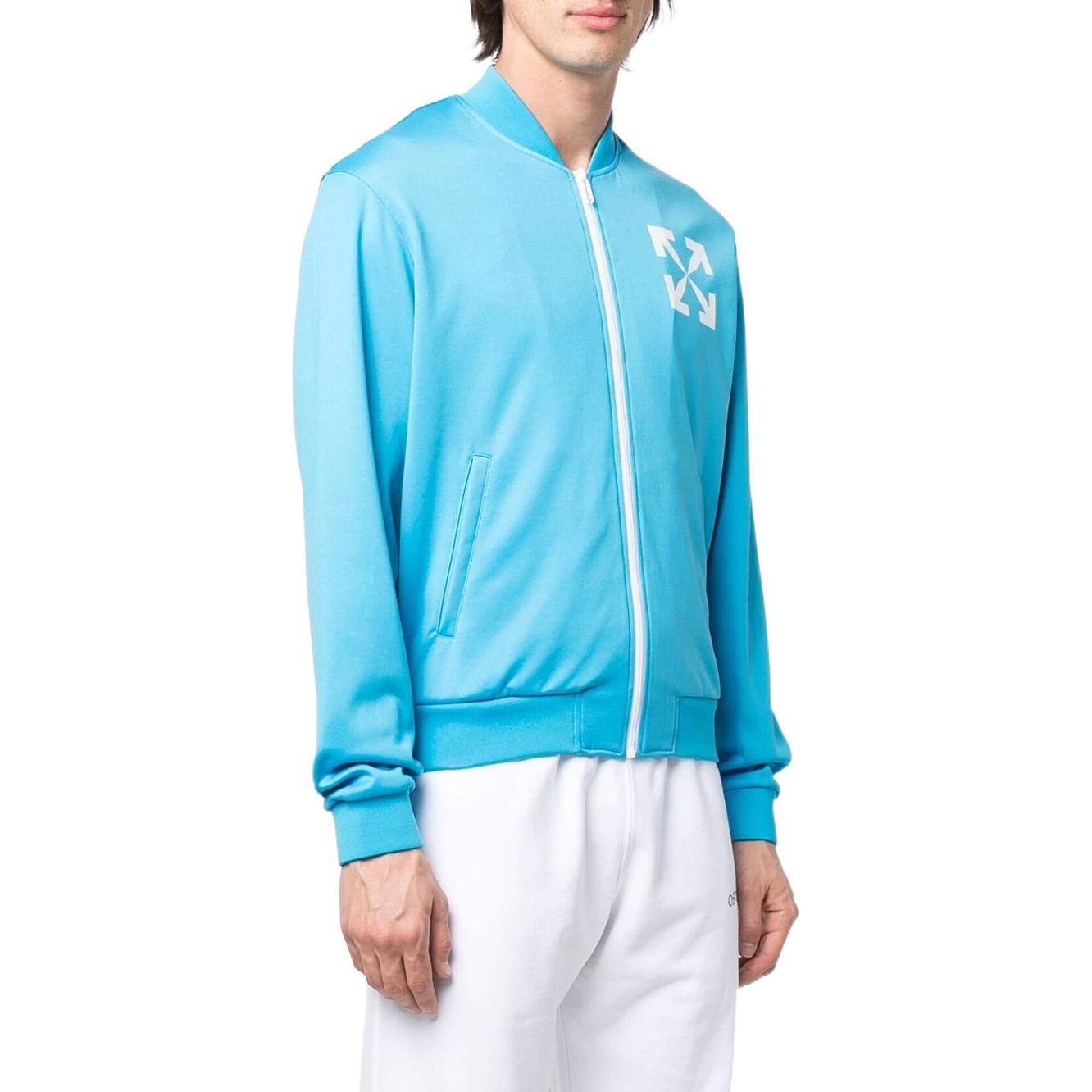 Off-White SS22 Logo Printing Solid Color Zipper Jacket Blue OMBD037S22FAB0024301