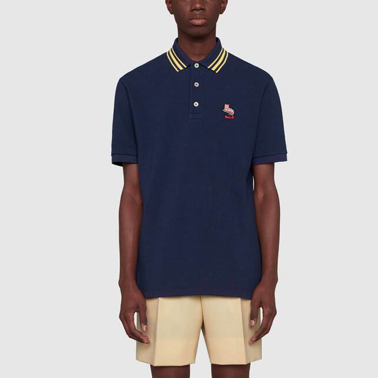 Gucci Cat Logo Embroidered Polo 'Navy' 636403-XJCXW-4535