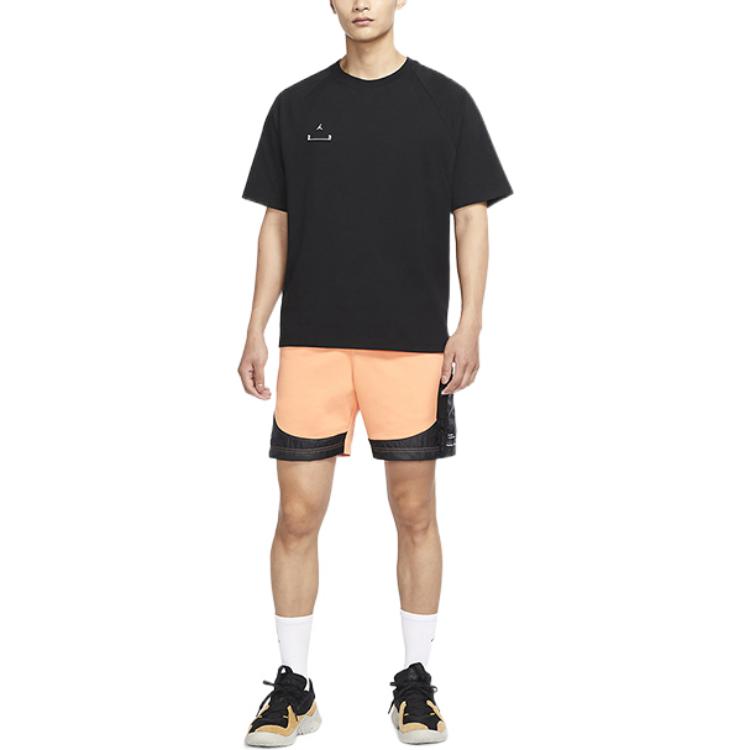 Men's Air Jordan SS22 23 Engineered Solid Color Logo Printing Round Neck Pullover Short Sleeve Black T-Shirt DQ7357-010