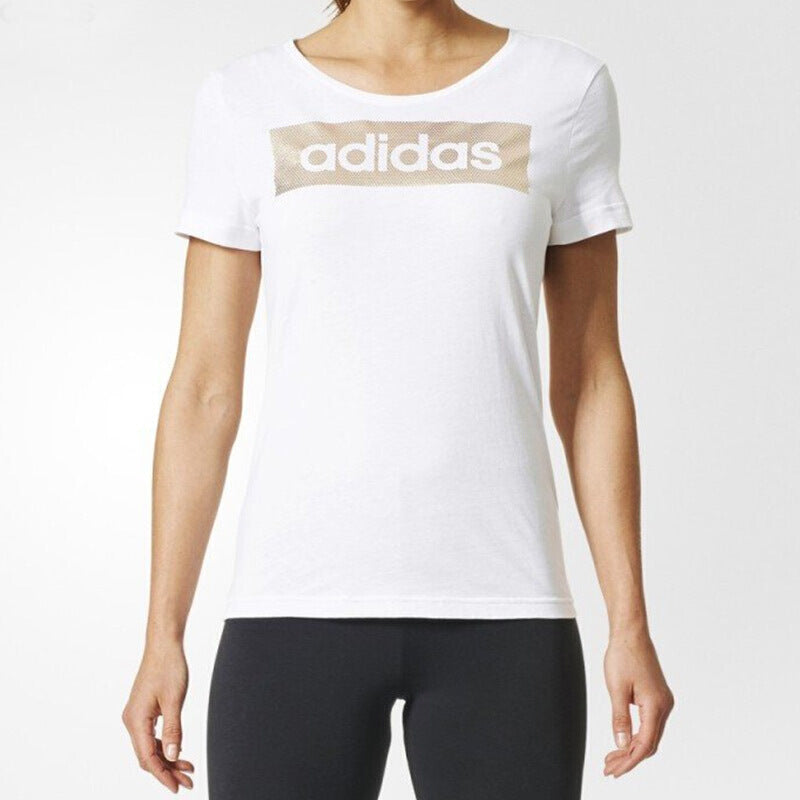 (WMNS) adidas Essentials Logo T-Shirt Asia Sizing 'White Gold' CD1981