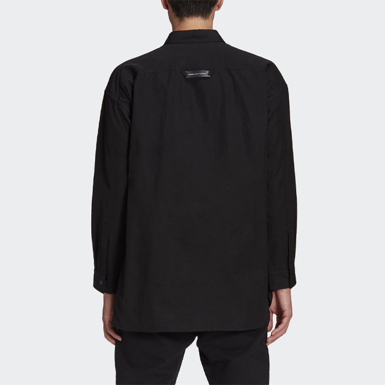 Men's Y-3 SS21 Logo Pattern Zipper Shirt Black GV4224