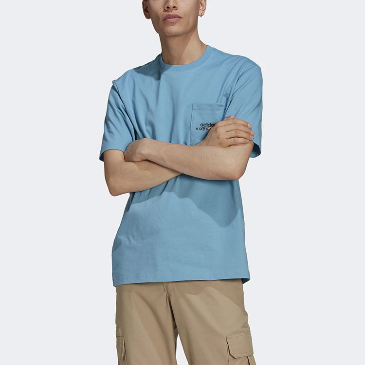 adidas originals Pocket Printing Alphabet Knit Short Sleeve Blue GN2348