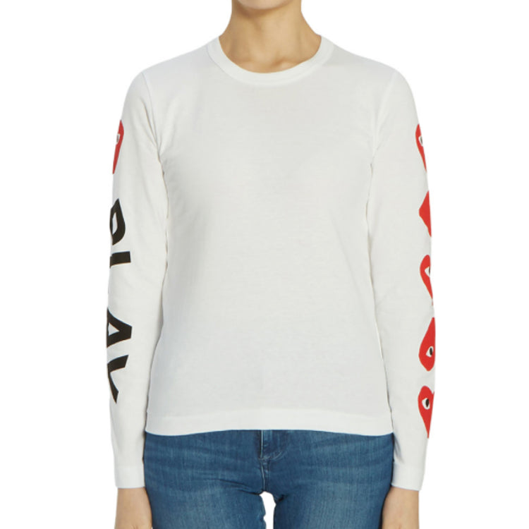 (WMNS) COMME des GARCONS PLAY 5 Hearts Long Sleeves Tee 'White' AZ-T261-051-1