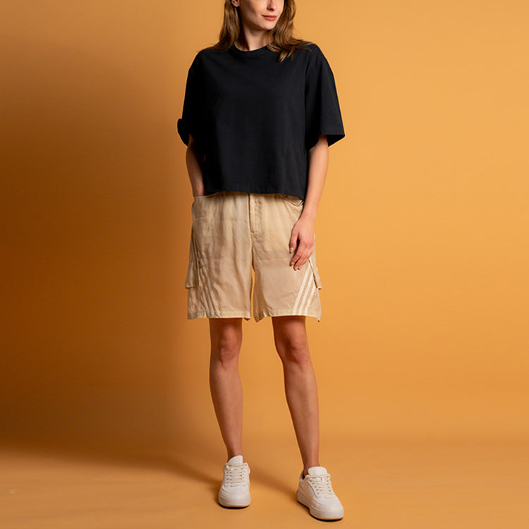 (WMNS) Y-3 SS21 Rear Printing Pattern Logo Cotton Round Neck Short Sleeve Black GT5309