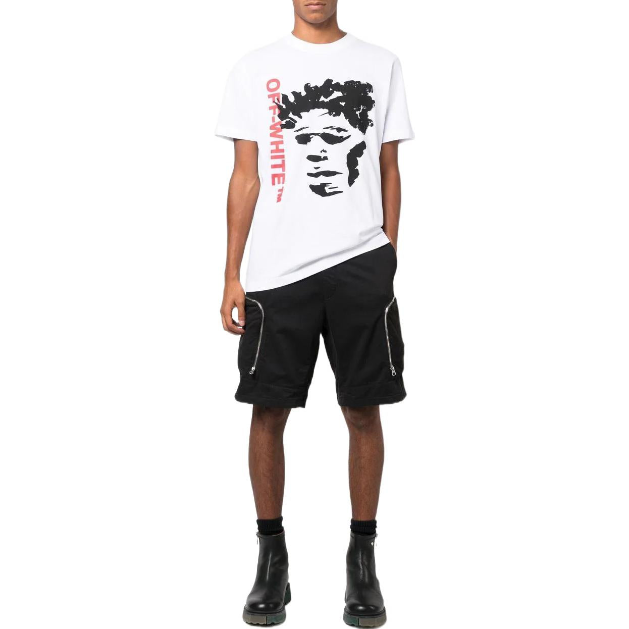 Men's Off-White FW22 Pattern Printing Round Neck Pullover Short Sleeve Version White T-Shirt OMAA027F22JER0100110