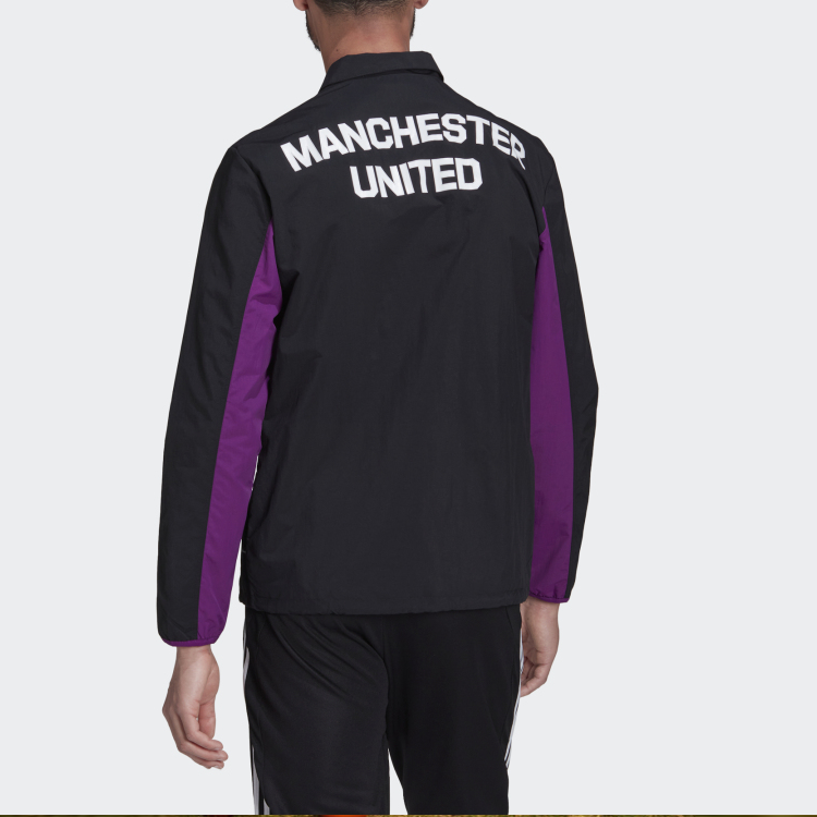 adidas Mufc Trv Coach Logo Zipper lapel Soccer/Football Jacket Black GR3911