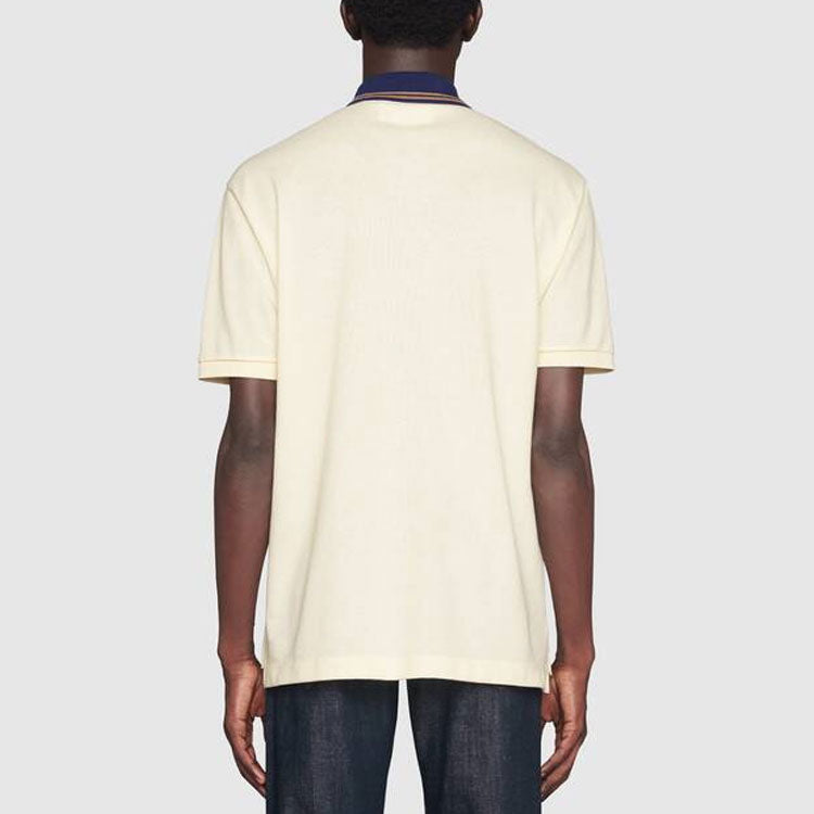 Gucci Logo Embroidered Cotton Short-Sleeved Polo Shirt For Men White 625320-XJCNY-9247