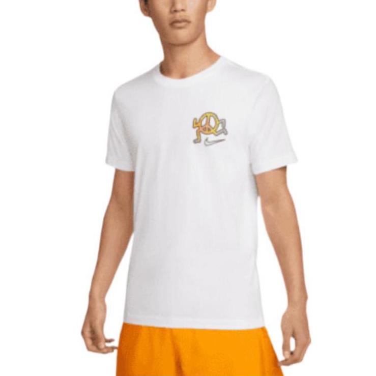 Nike Sportswear Back Alphabet Geometry Printing Sports Round Neck Short Sleeve White DQ1079-100
