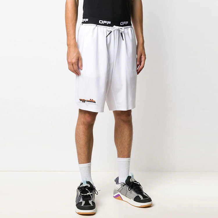 Men's Off-White Logo Waist Arrow Shorts White OMVH007I20FAB0010110