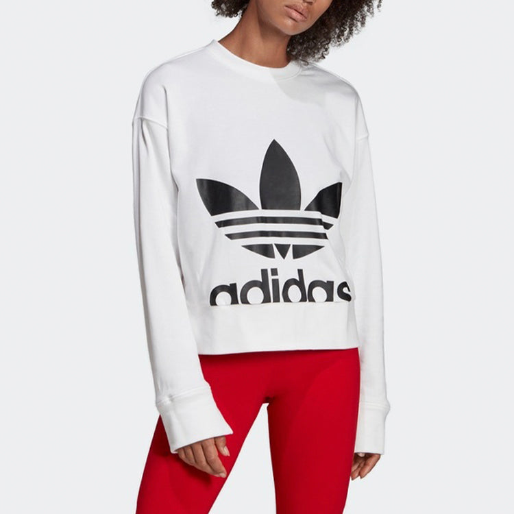 (WMNS) adidas originals Sweater Round Neck Pullover Long Sleeves White EC5777