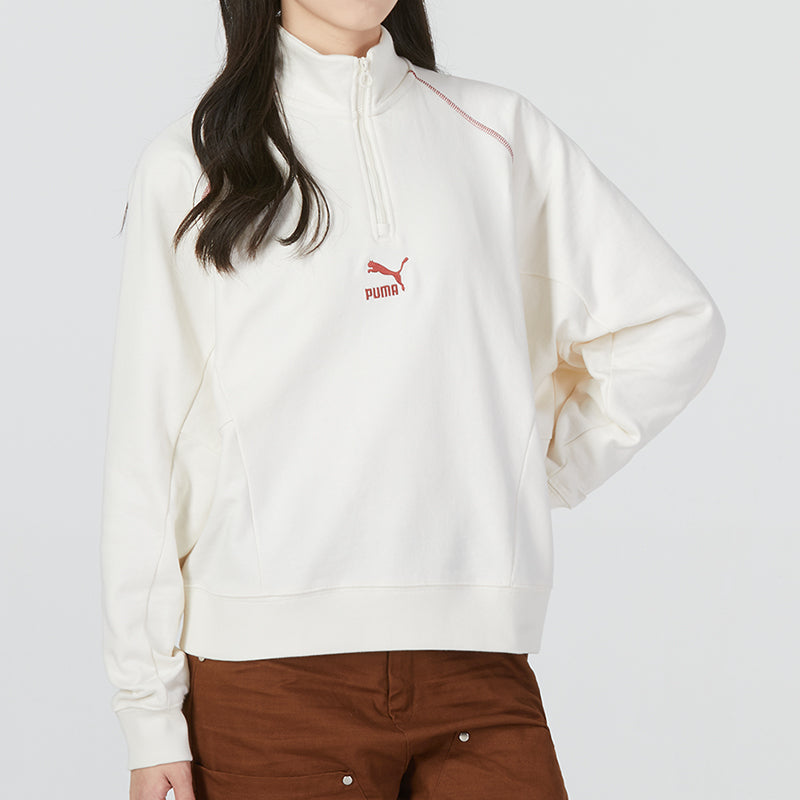 (WMNS) PUMA Das Cc Graphic Half-Zip Crew 'White' 539911-93